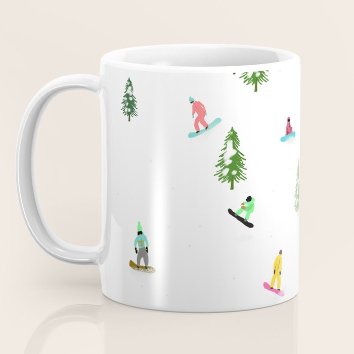 Aerial downhill snowboarders illustration Coffee Mug Gallery Image 3