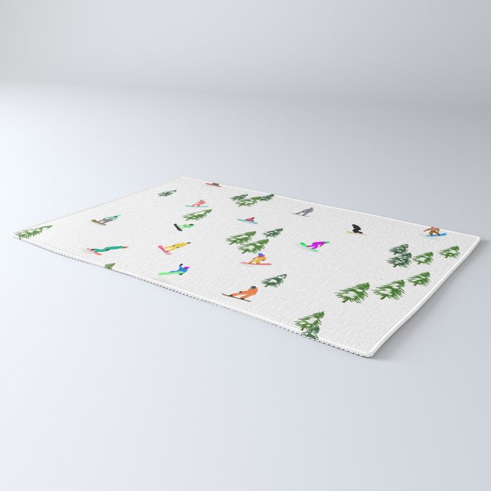 Aerial downhill snowboarders illustration Rug Gallery Image 3
