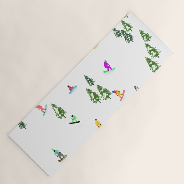Aerial downhill snowboarders illustration Yoga Mat Gallery Image 1