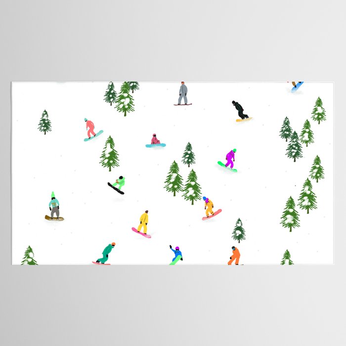 Aerial downhill snowboarders illustration Tablecloth Gallery Image 2
