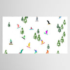 Aerial downhill snowboarders illustration Tablecloth Gallery Image 2