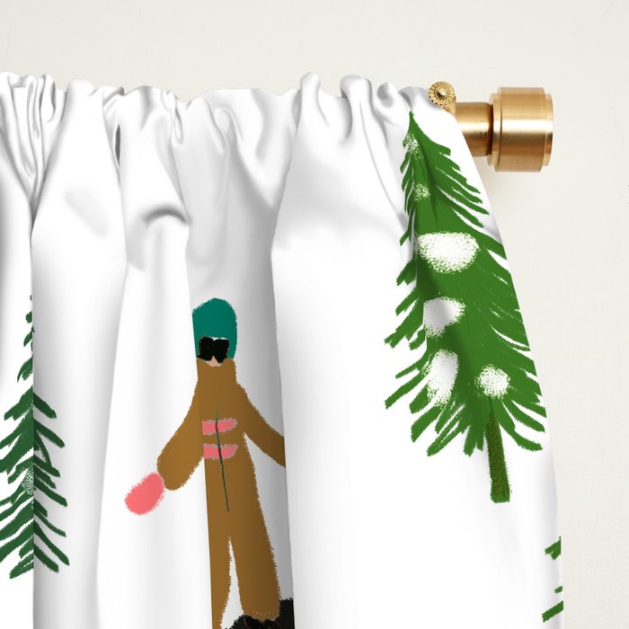 Aerial downhill snowboarders illustration Window Curtain Gallery Image 2