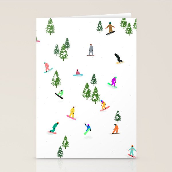 Aerial downhill snowboarders illustration Stationery Card Gallery Image 2