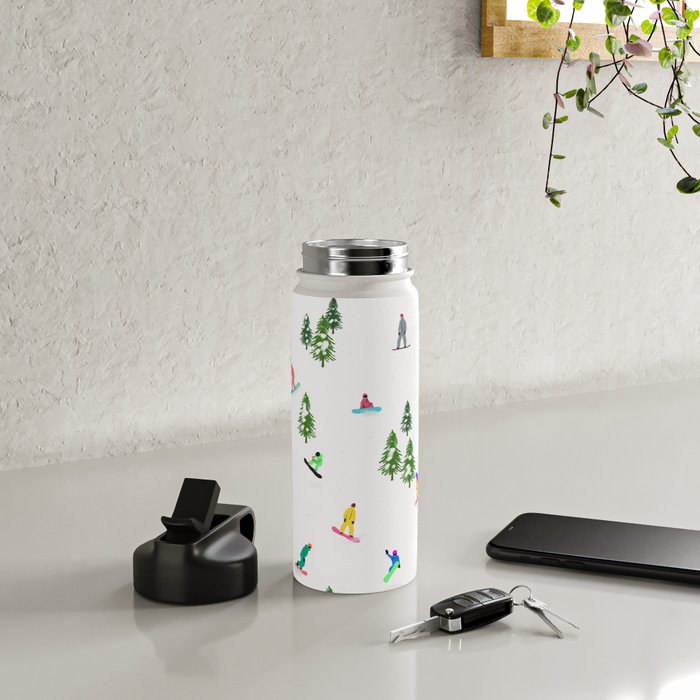 Aerial downhill snowboarders illustration Water Bottle Gallery Image 4