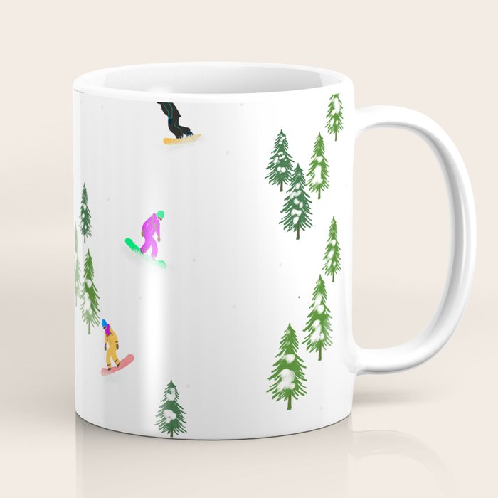 Aerial downhill snowboarders illustration Coffee Mug Gallery Image 1