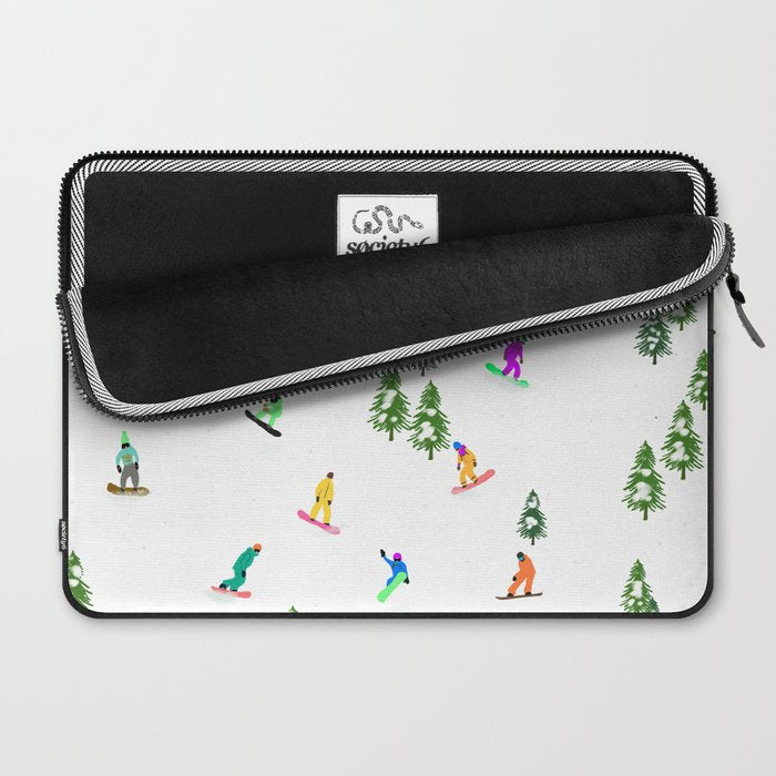 Aerial downhill snowboarders illustration Laptop Sleeve Gallery Image 2
