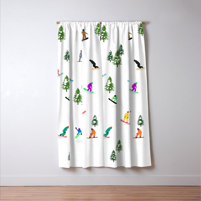 Aerial downhill snowboarders illustration Window Curtain Gallery Image 3