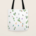 Aerial downhill snowboarders illustration Tote Bag Gallery Image 1