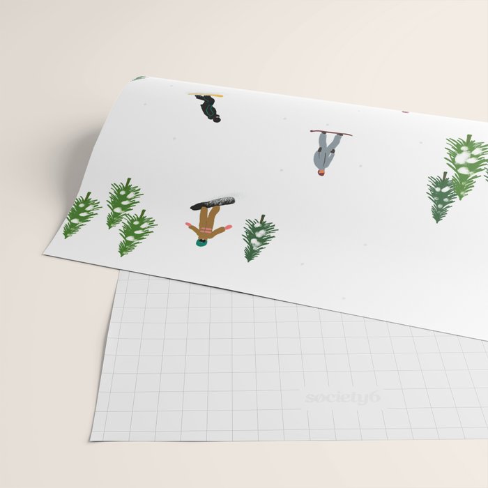 Aerial downhill snowboarders illustration Wrapping Paper Gallery Image 2