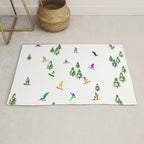 Aerial downhill snowboarders illustration Rug Gallery Image 1
