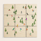 Aerial downhill snowboarders illustration Wood Wall Art Gallery Image 1