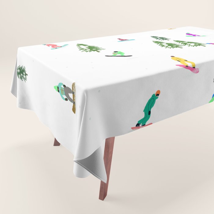 Aerial downhill snowboarders illustration Tablecloth Gallery Image 1