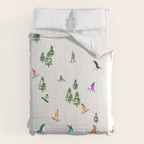 Aerial downhill snowboarders illustration Comforter Gallery Image 6