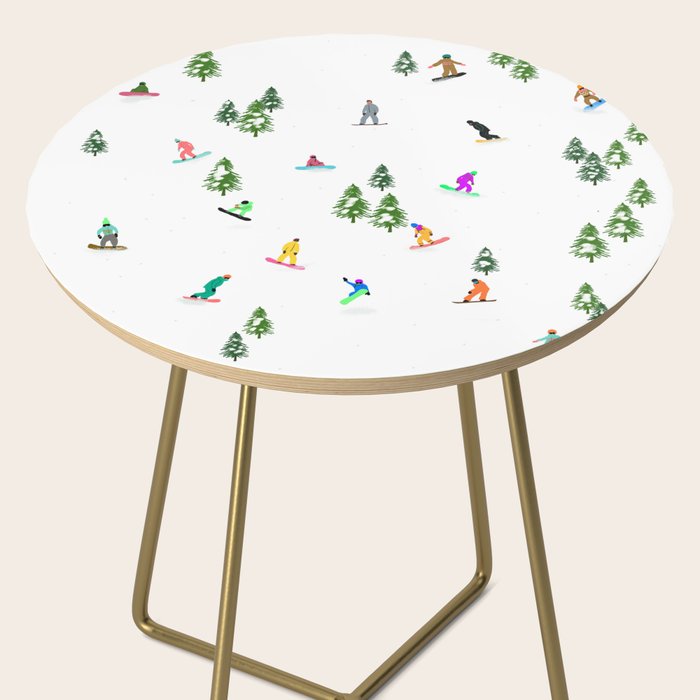 Aerial downhill snowboarders illustration Side Table Gallery Image 2
