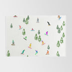 Aerial downhill snowboarders illustration Rug Gallery Image 2