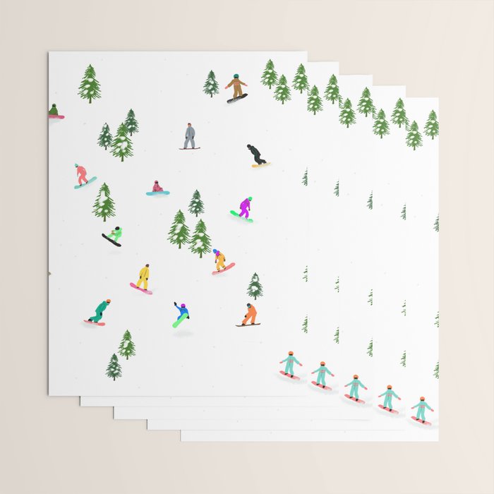 Aerial downhill snowboarders illustration Wrapping Paper Gallery Image 3