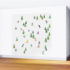 Aerial downhill snowboarders illustration Wall Mural Gallery Image 2