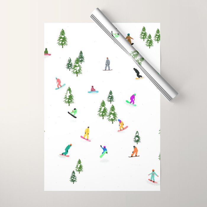 Aerial downhill snowboarders illustration Wrapping Paper Gallery Image 1