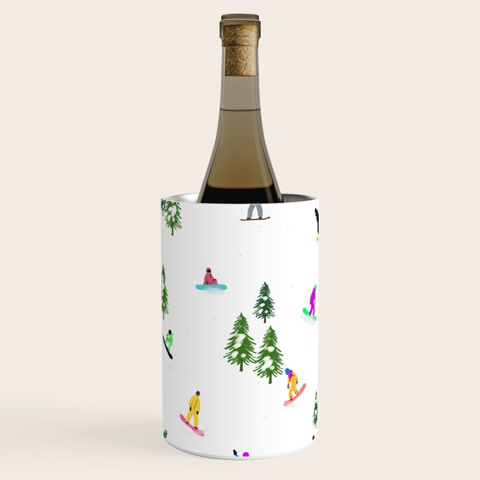 Aerial downhill snowboarders illustration Wine Chiller Gallery Image 1