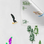 Aerial downhill snowboarders illustration Wall Tapestry Gallery Image 3