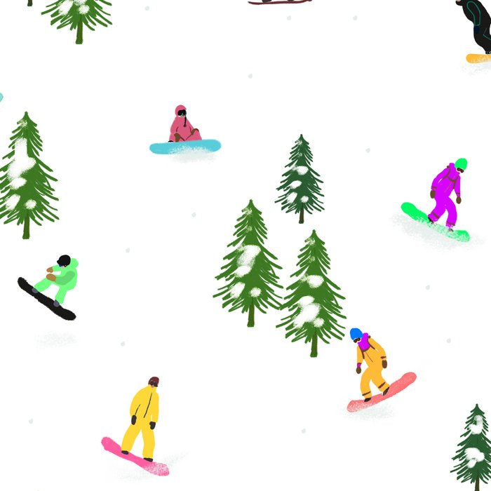 Aerial downhill snowboarders illustration Coffee Mug Gallery Image 2