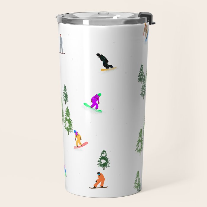 Aerial downhill snowboarders illustration Travel Mug Gallery Image 2