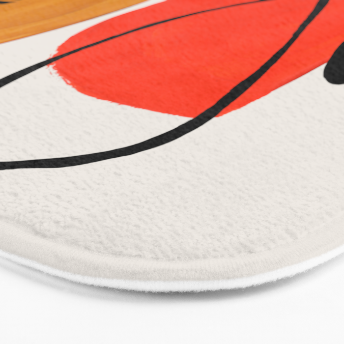 Orbital Fusion Yellow Orange Retro Mid Century Funky Fun Shapes Pattern by Ejaaz Haniff Bath Mat Gallery Image 3