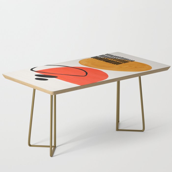 Orbital Fusion Yellow Orange Retro Mid Century Funky Fun Shapes Pattern by Ejaaz Haniff Coffee Table Gallery Image 2