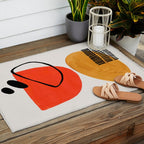 Orbital Fusion Yellow Orange Retro Mid Century Funky Fun Shapes Pattern by Ejaaz Haniff Outdoor Rug Gallery Image 2
