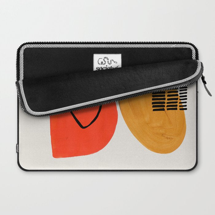 Orbital Fusion Yellow Orange Retro Mid Century Funky Fun Shapes Pattern by Ejaaz Haniff Laptop Sleeve Gallery Image 2