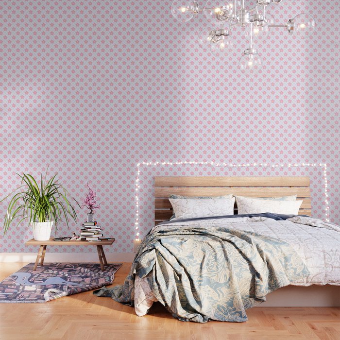 Retro pastel flower checkered art pattern Wallpaper Gallery Image 3