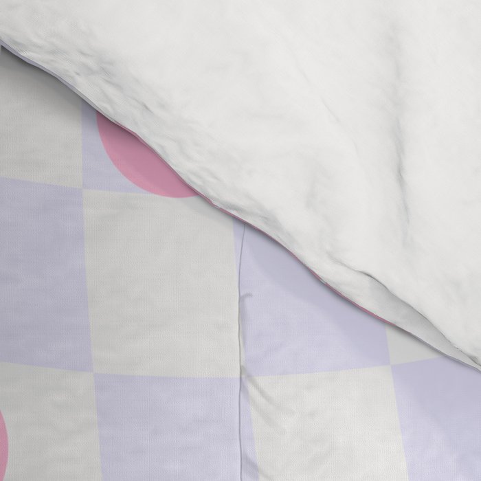 Retro pastel flower checkered art pattern Comforter Gallery Image 4