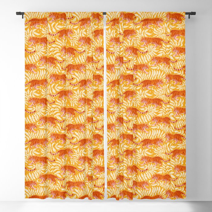 Tigers - pink, red, and saffron  Window Curtain Gallery Image 1
