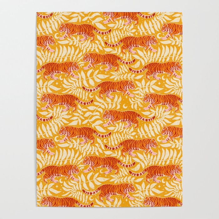 Tigers - pink, red, and saffron  Poster Gallery Image 4