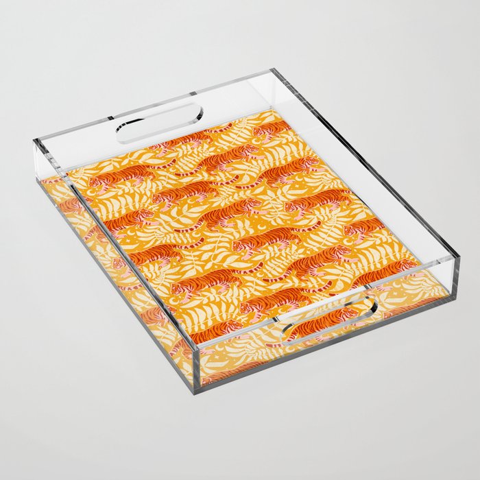 Tigers - pink, red, and saffron  Acrylic Tray Gallery Image 1