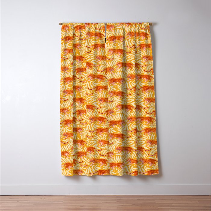 Tigers - pink, red, and saffron  Window Curtain Gallery Image 3