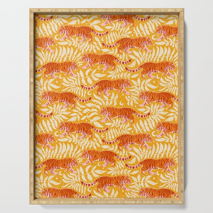 Tigers - pink, red, and saffron  Serving Tray Gallery Image 1
