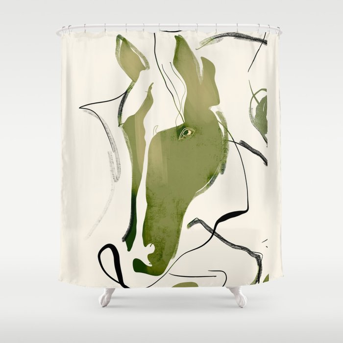 Abstract Minimal Horse Shower Curtain Gallery Image 1