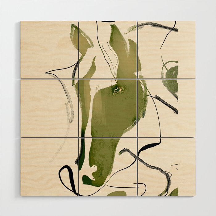 Abstract Minimal Horse Wood Wall Art Gallery Image 1