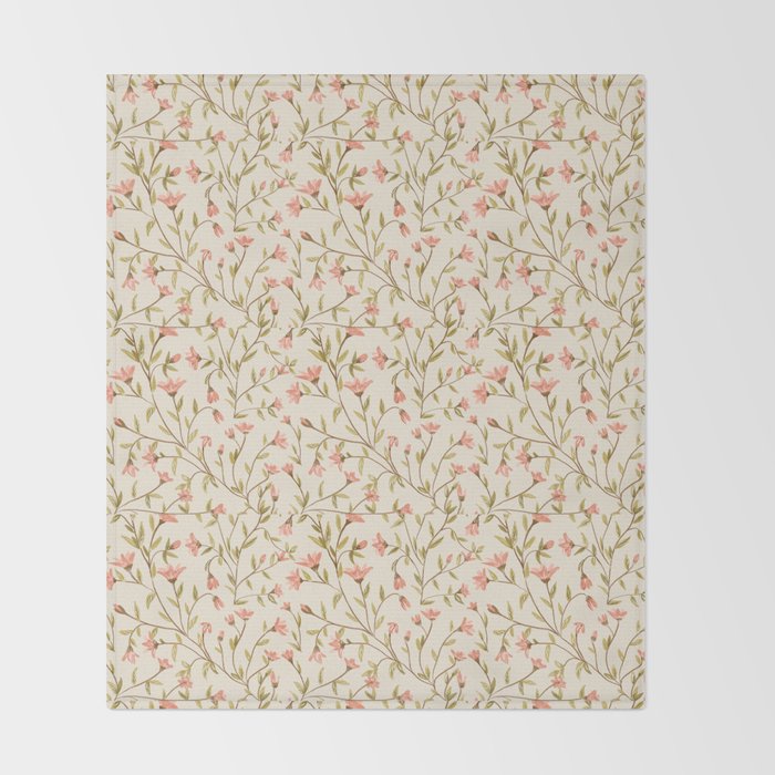 Vintage Floral Pattern Throw Blanket Gallery Image 2