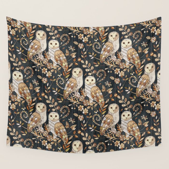 Wooden Wonderland Barn Owl Collage Wall Tapestry Gallery Image 1