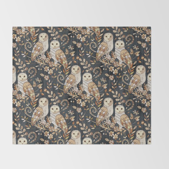 Wooden Wonderland Barn Owl Collage Throw Blanket Gallery Image 2