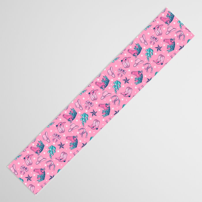 Cowgirl Christmas - pink and teal Table Runner Gallery Image 3