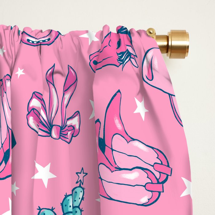 Cowgirl Christmas - pink and teal Window Curtain Gallery Image 2
