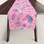 Cowgirl Christmas - pink and teal Table Runner Gallery Image 1