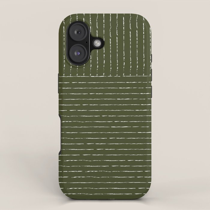Lines (Olive Green) iPhone Case Gallery Image 1