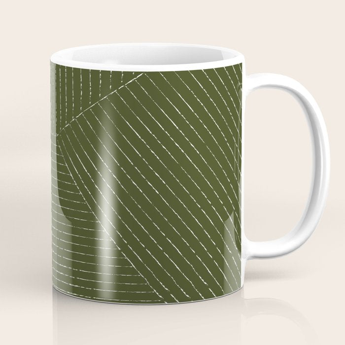 Lines (Olive Green) Coffee Mug Gallery Image 1