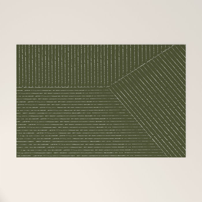 Lines (Olive Green) Welcome Mat Gallery Image 1