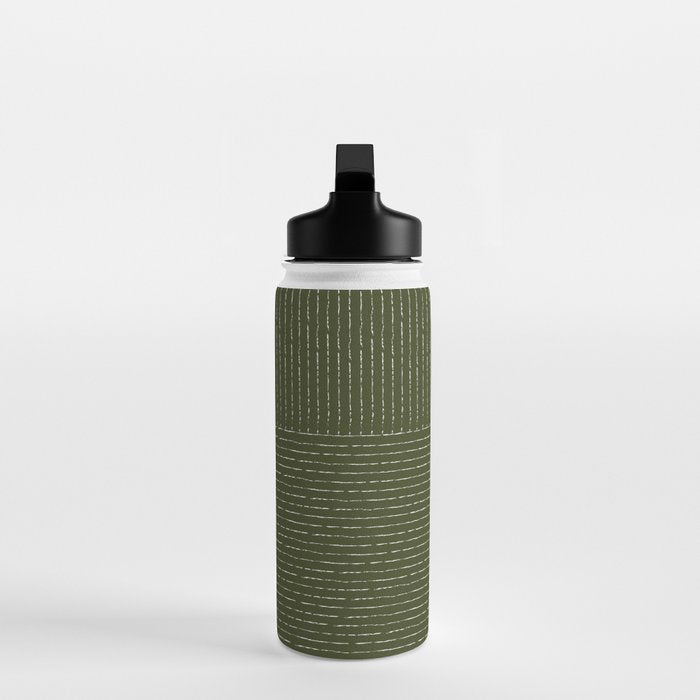 Lines (Olive Green) Water Bottle Gallery Image 3