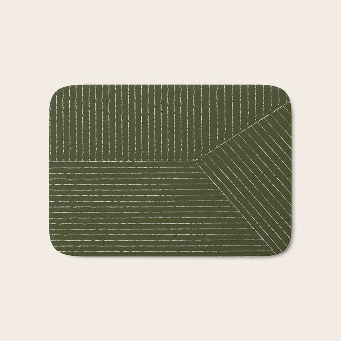Lines (Olive Green) Bath Mat Gallery Image 1